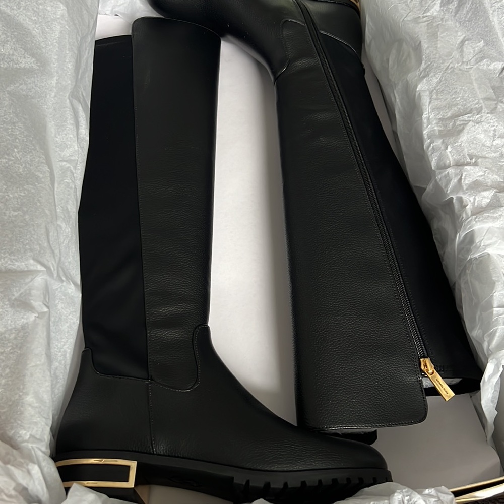 NEW Michael Kors Alicia Black Leather Over the Knee Boot - Women’s 6 - Picture 8 of 12